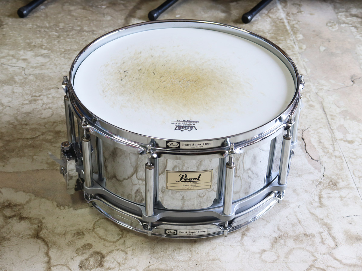 中古】Pearl Steel Shell 14×6.5 スネアドラム フリーフローティング 