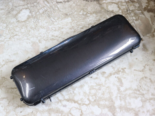 【中古】メーカー不明 バイオリン用湿度計付きハードケース カーボンファイバー製