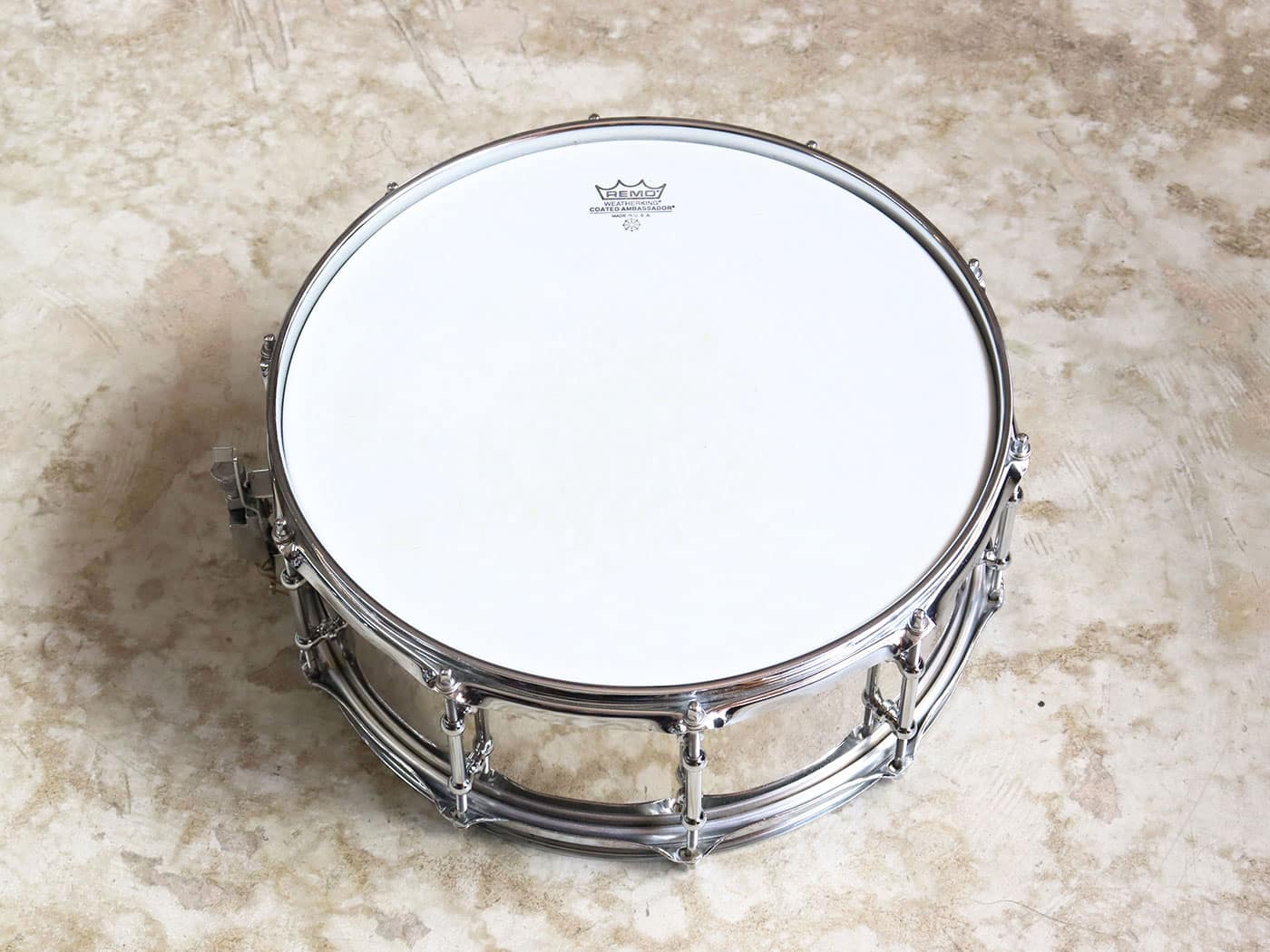 【中古】メーカー不明 スネアドラム 14x5 LUDWIG製ストレイナー付き - 画像 (2)
