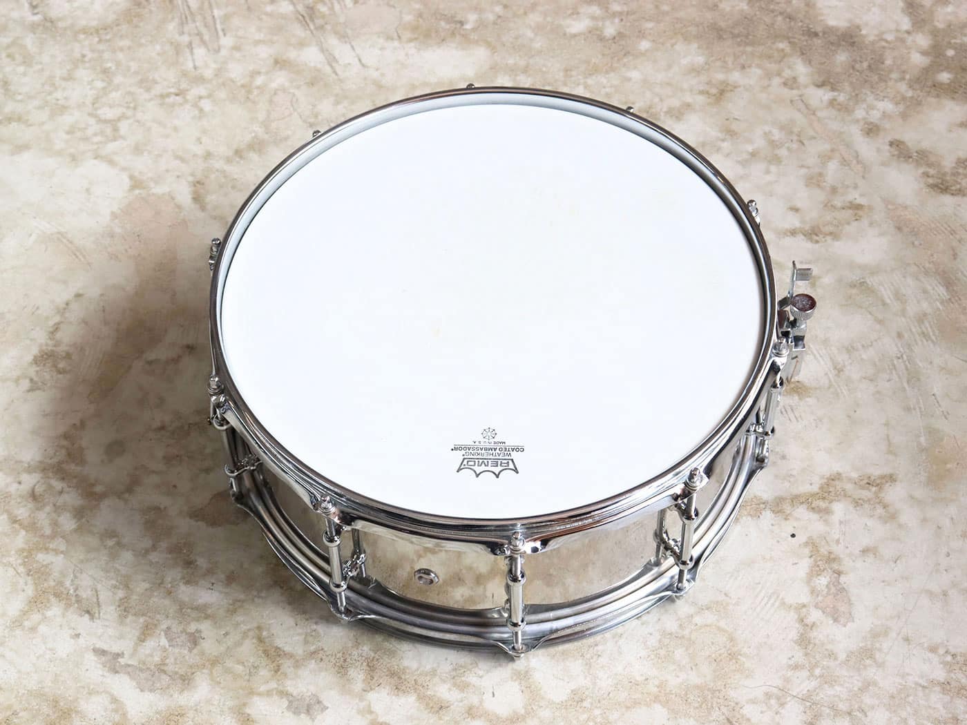 【中古】メーカー不明 スネアドラム 14x5 LUDWIG製ストレイナー付き - 画像 (3)