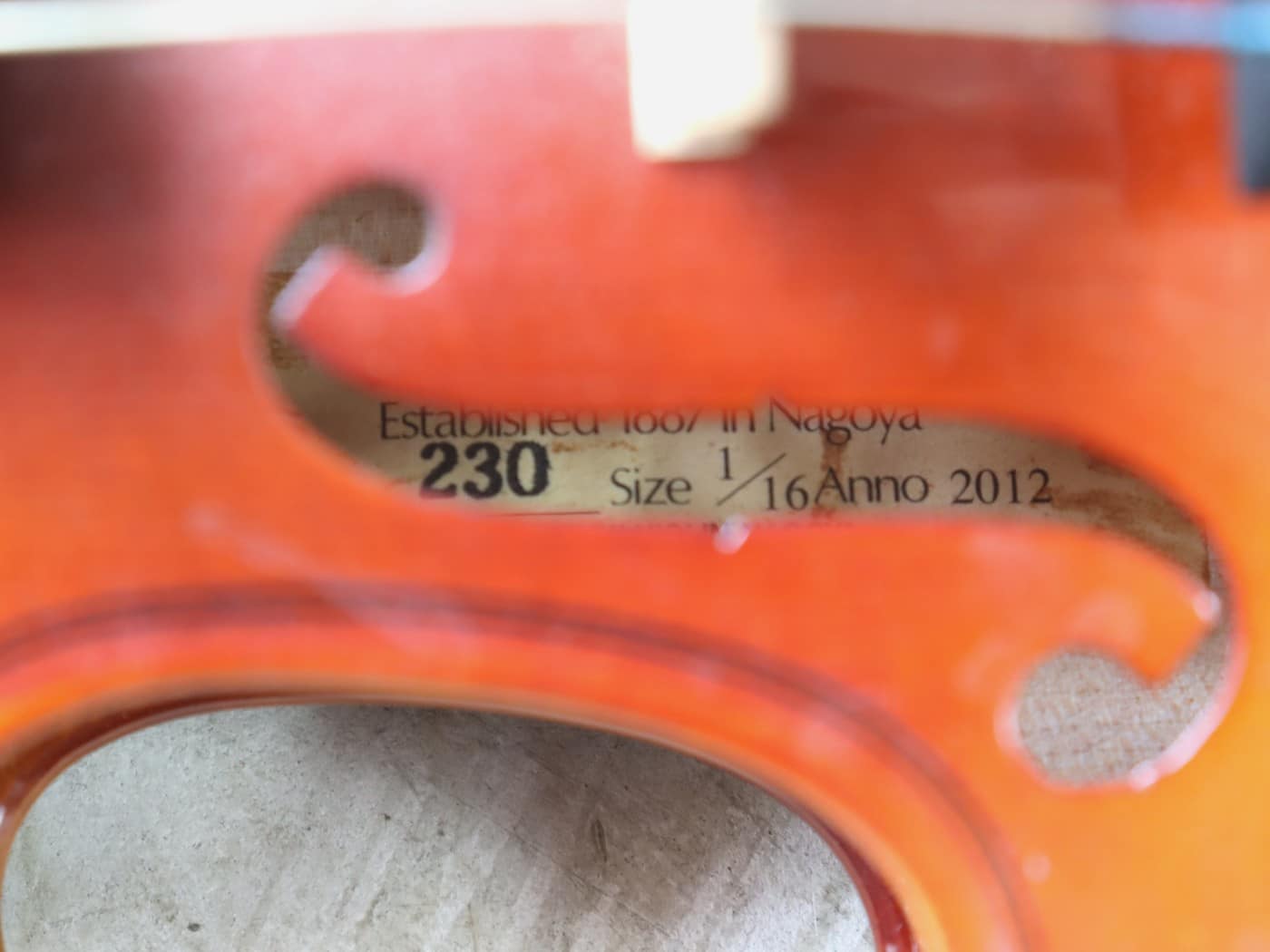 【中古・現状渡し】Suzuki Violin No.230 1/16サイズ 2012年製 - 画像 (5)