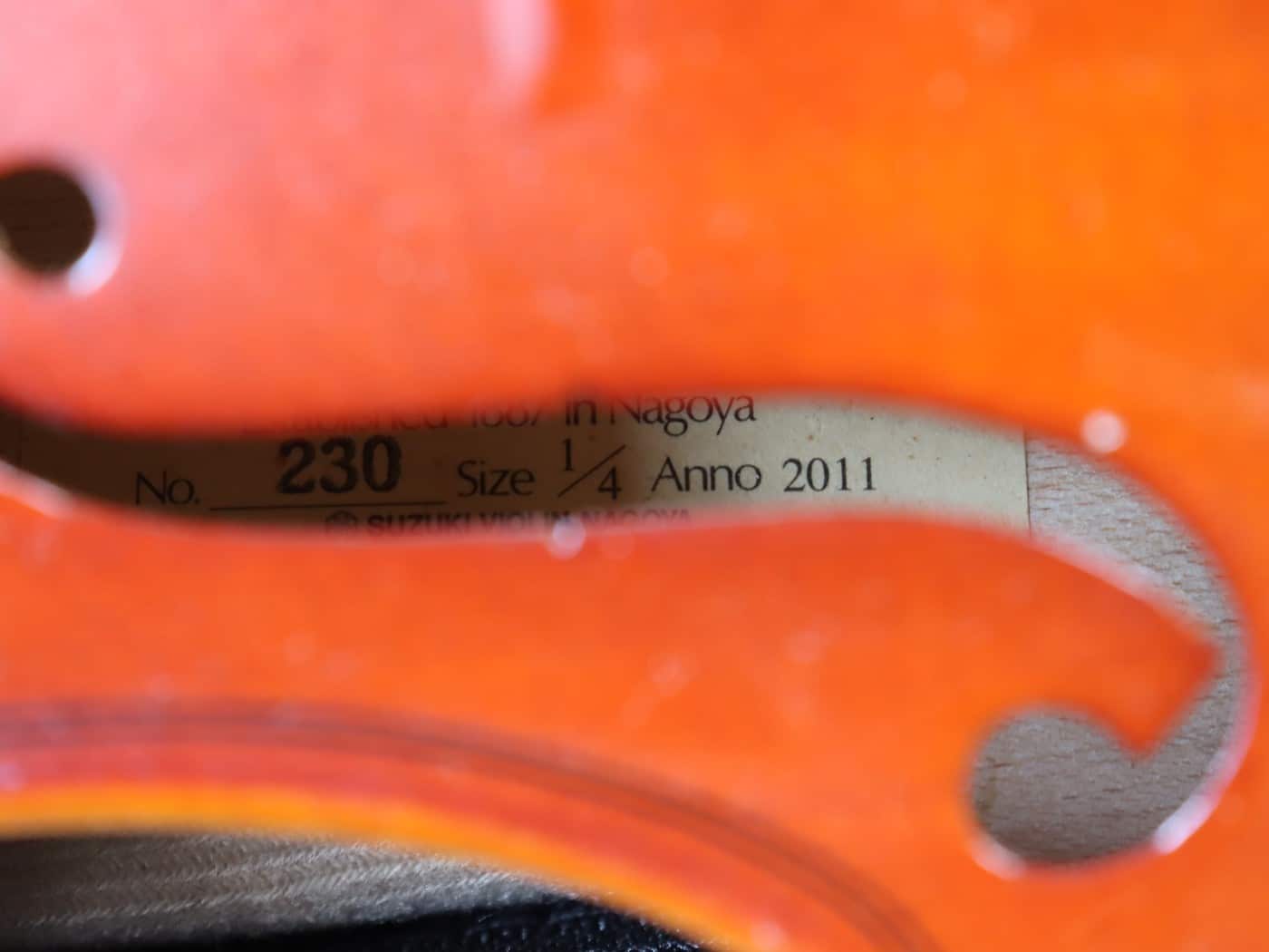 【中古・現状渡し】Suzuki Violin NO.230 1/4 2011年製 - 画像 (5)