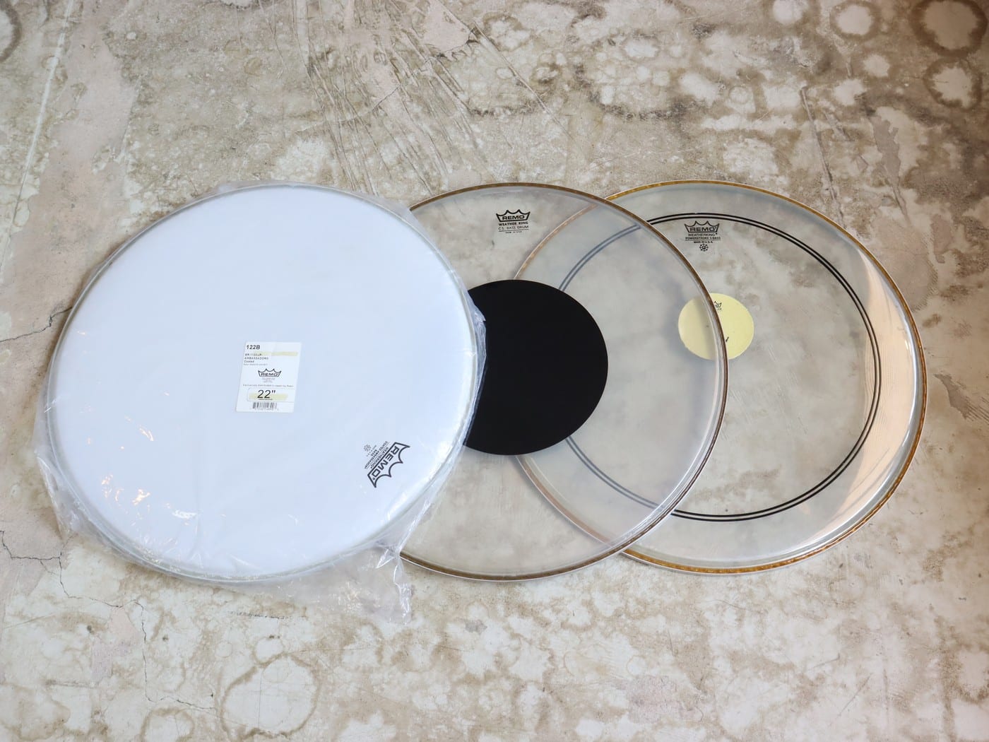 【中古】REMO 22インチバスドラムヘッドx3枚セット